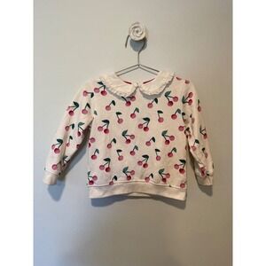 JoJoMamanBebe Collared Cotton Terry Sweatshirt Cherries 18-24M EUC